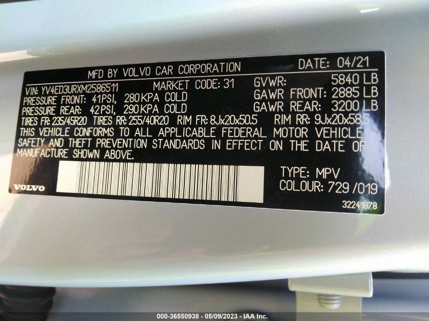 2021 VOLVO XC40 YV4ED3URXM2586511