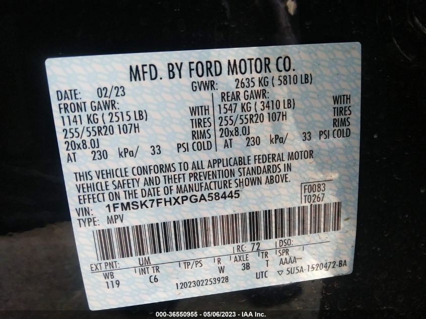 2023 FORD EXPLORER LIMITED - 1FMSK7FHXPGA58445