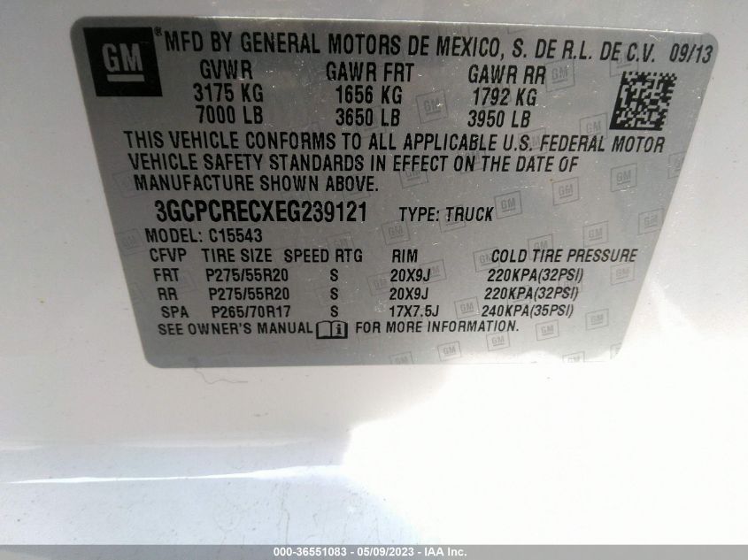 2014 CHEVROLET SILVERADO 1500 LT - 3GCPCRECXEG239121