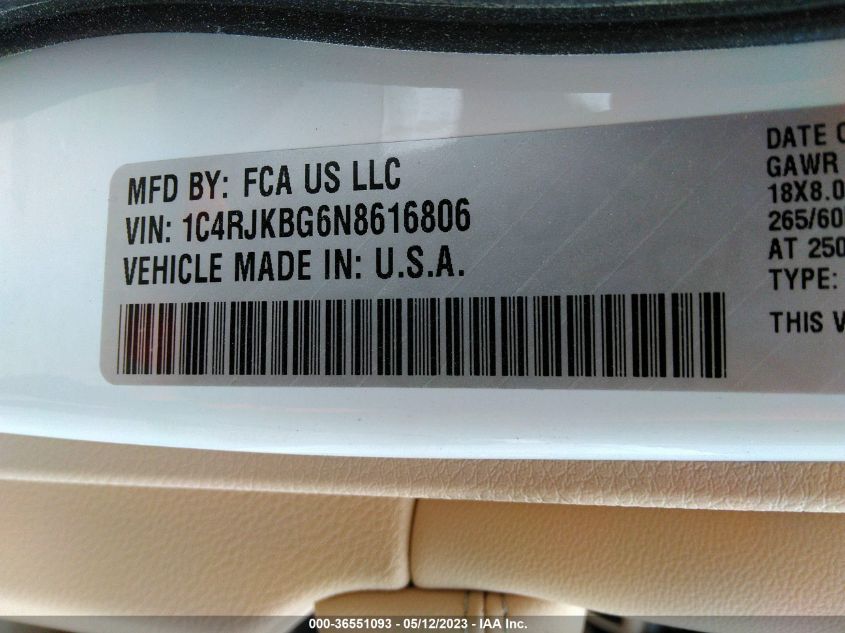 2022 JEEP GRAND CHEROKEE L LIMITED - 1C4RJKBG6N8616806