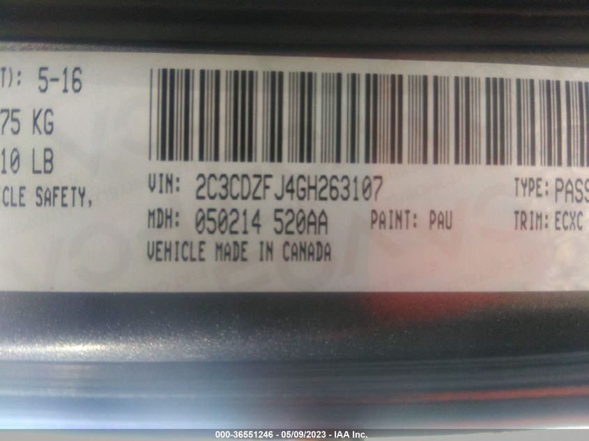 2016 DODGE CHALLENGER R/T SCAT PACK - 2C3CDZFJ4GH263107
