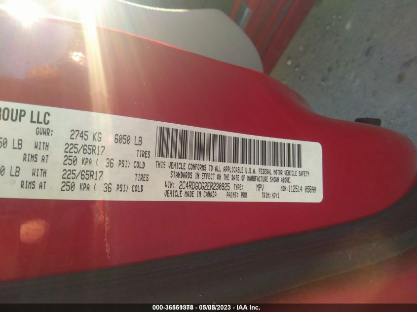 2014 DODGE GRAND CARAVAN SXT - 2C4RDGCG2ER230925