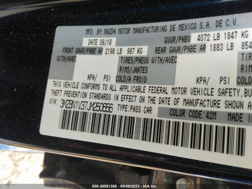 2018 MAZDA MAZDA3 4-DOOR TOURING - 3MZBN1V37JM250656