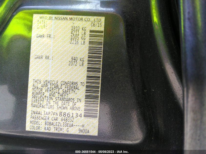 2015 NISSAN ALTIMA 2.5 S - 1N4AL3AP7FN886134