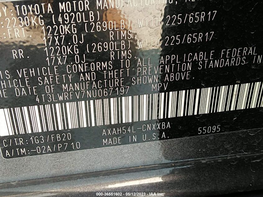 2022 TOYOTA RAV4 HYBRID LE - 4T3LWRFV7NU067197