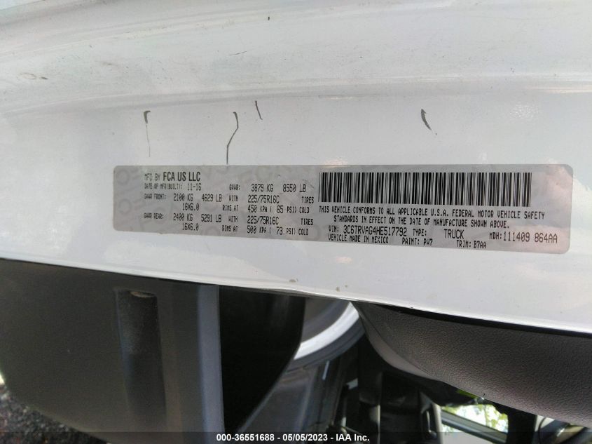 2017 RAM PROMASTER CARGO VAN - 3C6TRVAG4HE517792