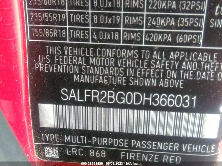 2013 LAND ROVER LR2 - SALFR2BG0DH366031