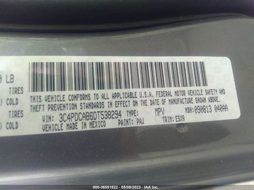 2013 DODGE JOURNEY AMERICAN VALUE PKG - 3C4PDCAB6DT538294