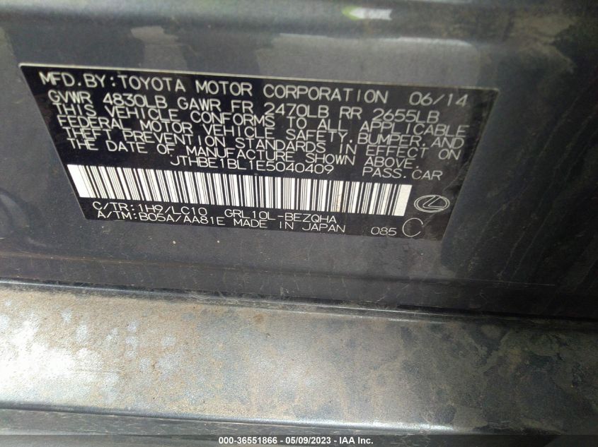 2014 LEXUS GS 350 - JTHBE1BL1E5040409