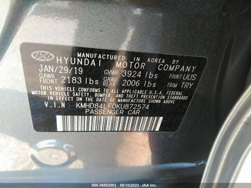 2019 HYUNDAI ELANTRA VALUE EDITION - KMHD84LF0KU872574
