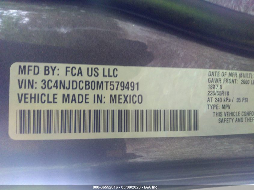 2021 JEEP COMPASS LIMITED - 3C4NJDCB0MT579491