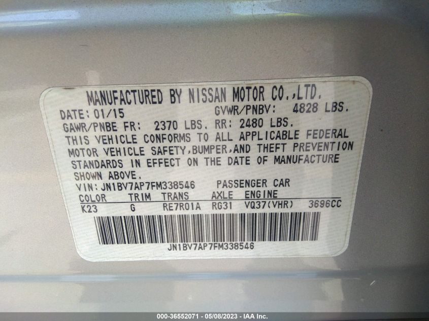 2015 INFINITI Q50 PREMIUM - JN1BV7AP7FM338546