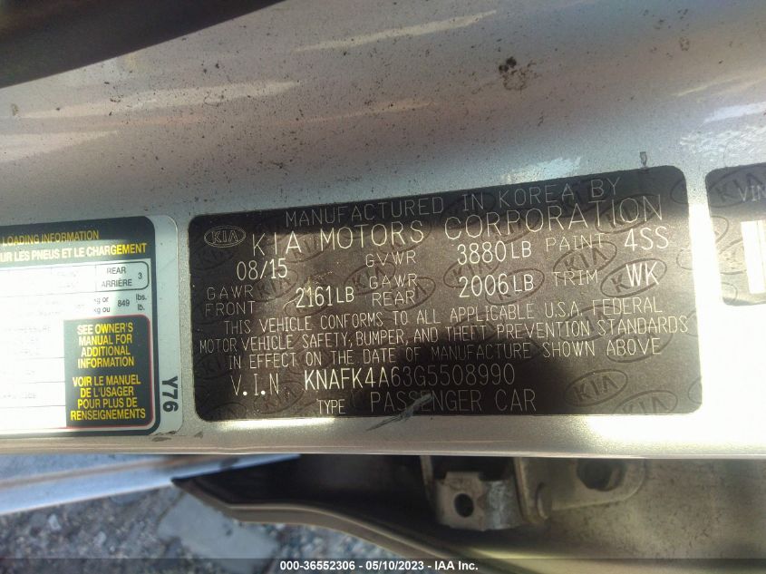 2016 KIA FORTE LX - KNAFK4A63G5508990