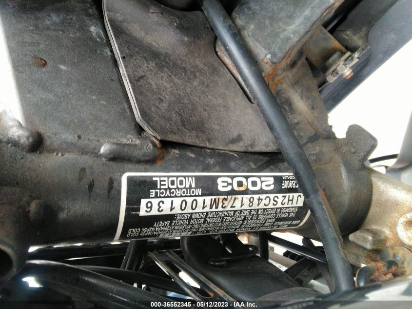 2003 HONDA CB900 F - JH2SC48173M100136