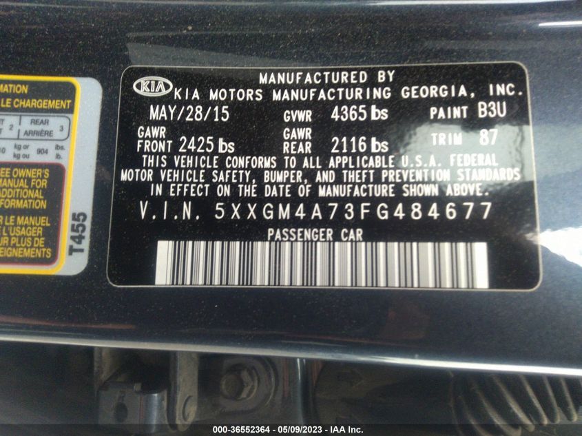 2015 KIA OPTIMA LX - 5XXGM4A73FG484677