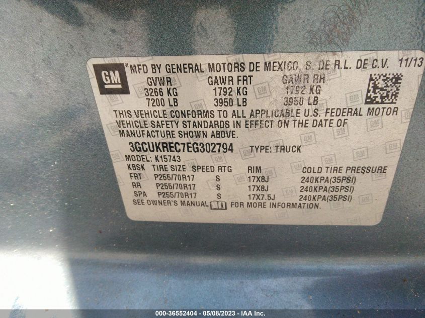 2014 CHEVROLET SILVERADO 1500 LT - 3GCUKREC7EG302794