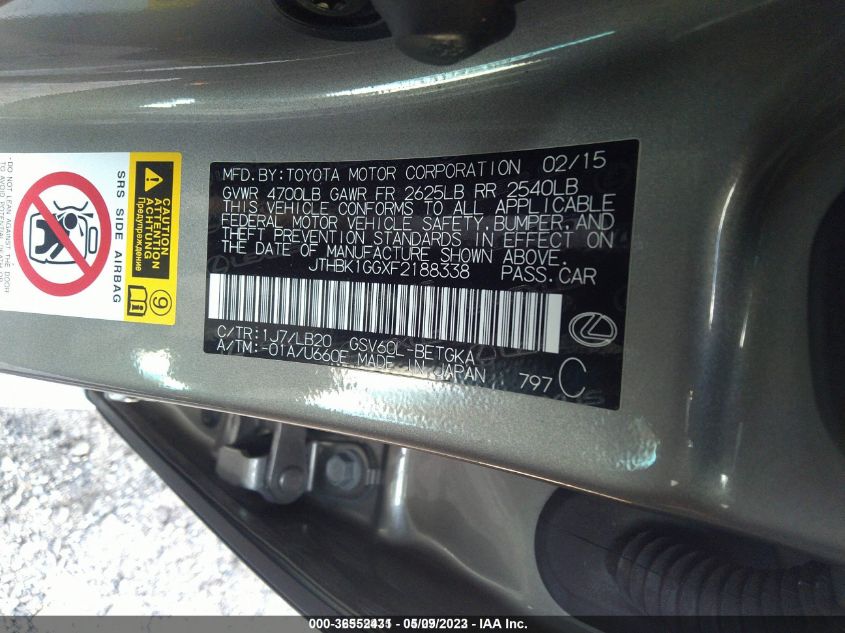 2015 LEXUS ES 350 - JTHBK1GGXF2188338