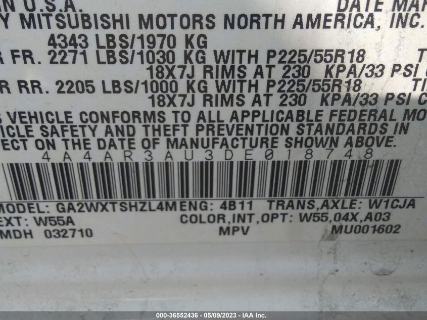 2013 MITSUBISHI OUTLANDER SPORT ES - 4A4AR3AU3DE018748