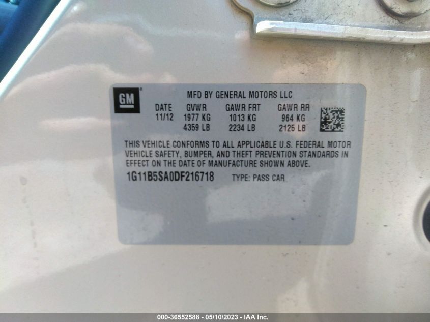 2013 CHEVROLET MALIBU LS - 1G11B5SA0DF216718