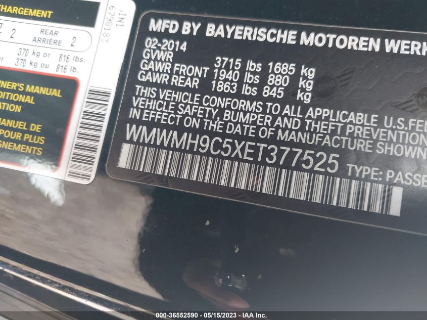 2014 MINI COOPER CLUBMAN JOHN COOPER WORKS WMWMH9C5XET377525