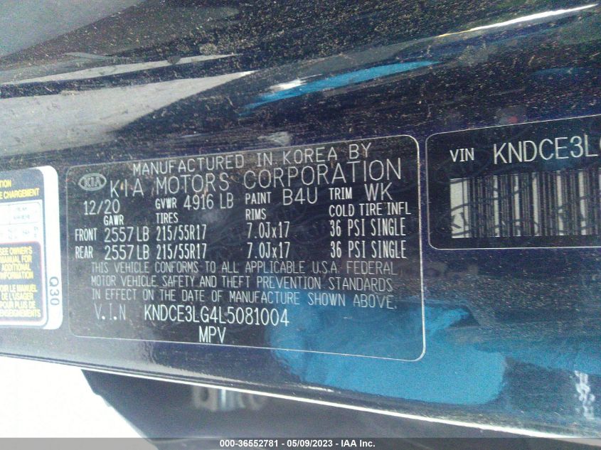 2020 KIA NIRO EV EX PREMIUM - KNDCE3LG4L5081004