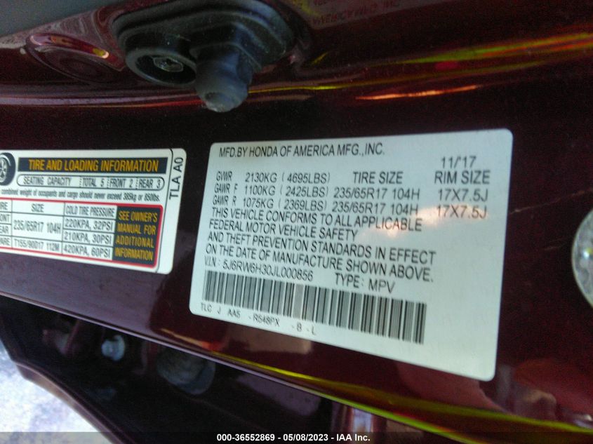 2018 HONDA CR-V LX - 5J6RW6H30JL000856