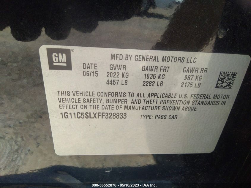 2015 CHEVROLET MALIBU LT - 1G11C5SLXFF328833