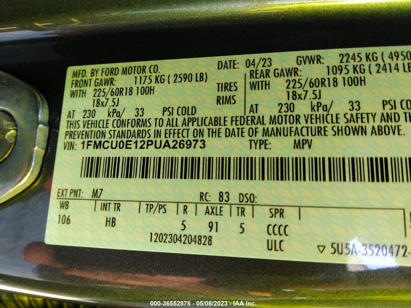 2023 FORD ESCAPE PHEV - 1FMCU0E12PUA26973