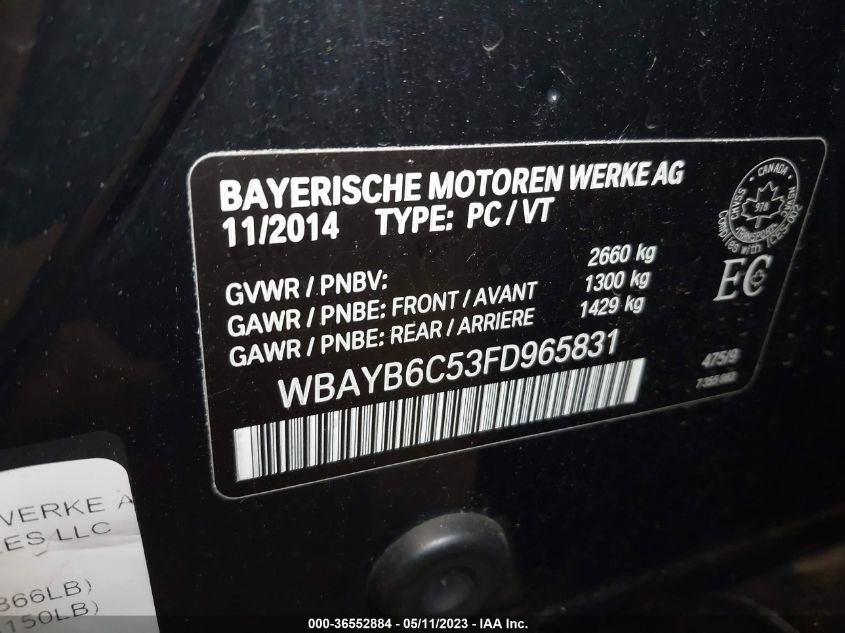 2015 BMW 7 SERIES 750I XDRIVE - WBAYB6C53FD965831