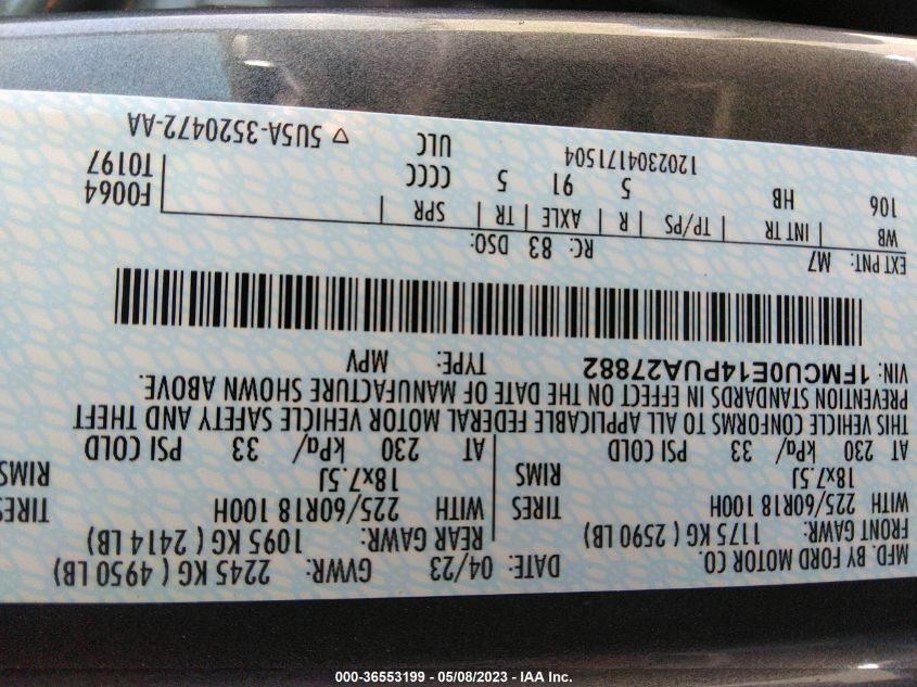 2023 FORD ESCAPE PHEV - 1FMCU0E14PUA27882