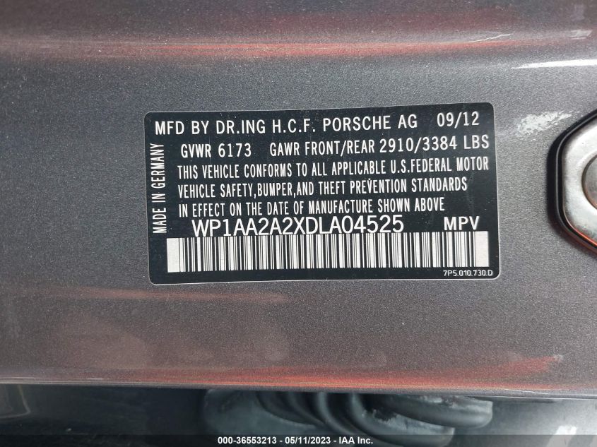 2013 PORSCHE CAYENNE - WP1AA2A2XDLA04525