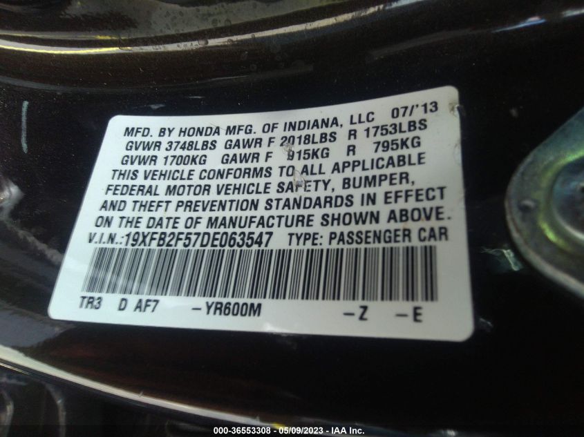 2013 HONDA CIVIC SDN LX - 19XFB2F57DE063547
