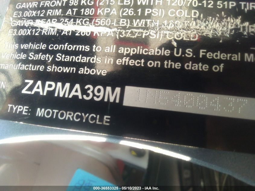 2022 VESPA GTS 300 SUPER ZAPMA39M1N5400437