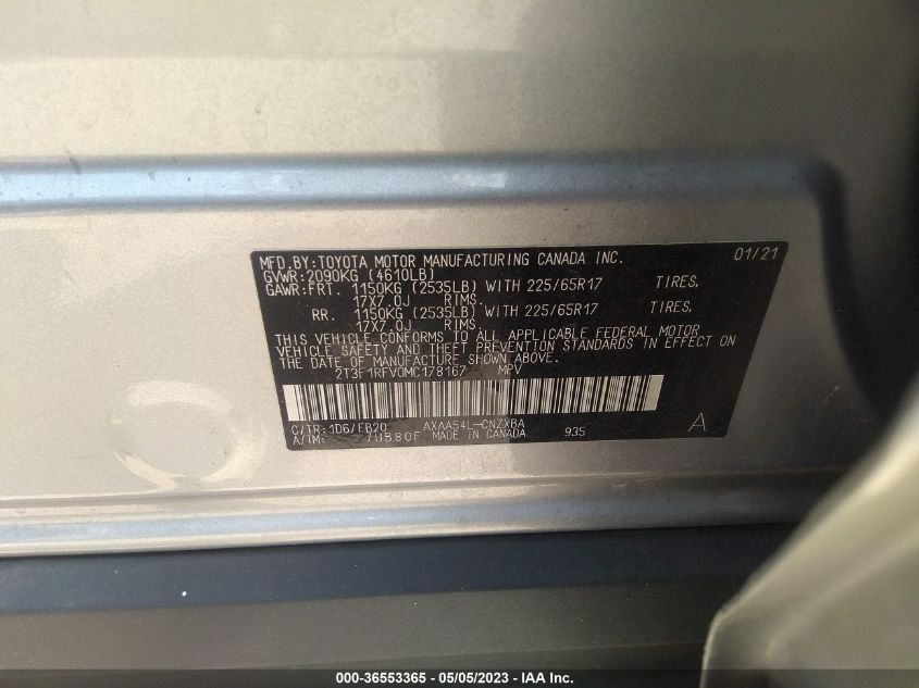 2021 TOYOTA RAV4 LE - 2T3F1RFV0MC178167