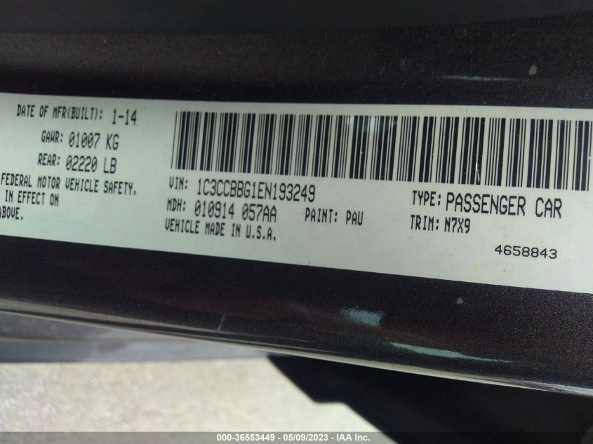 2014 CHRYSLER 200 TOURING - 1C3CCBBG1EN193249