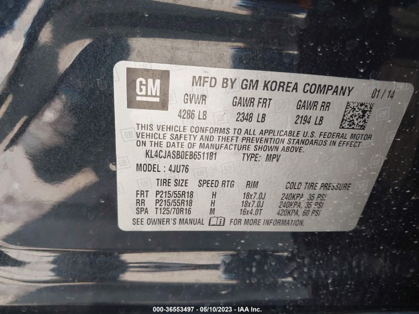 2014 BUICK ENCORE - KL4CJASB0EB651181