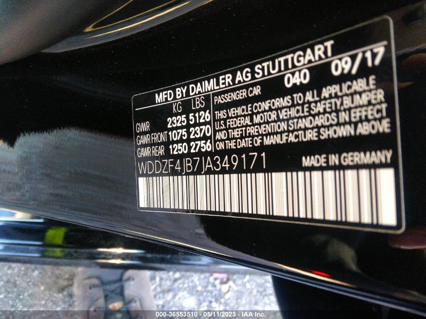 2018 MERCEDES-BENZ E-CLASS E 300 - WDDZF4JB7JA349171