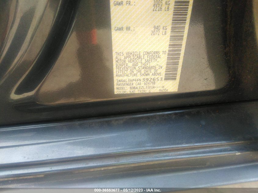 2015 NISSAN ALTIMA 2.5 S - 1N4AL3AP4FN392653
