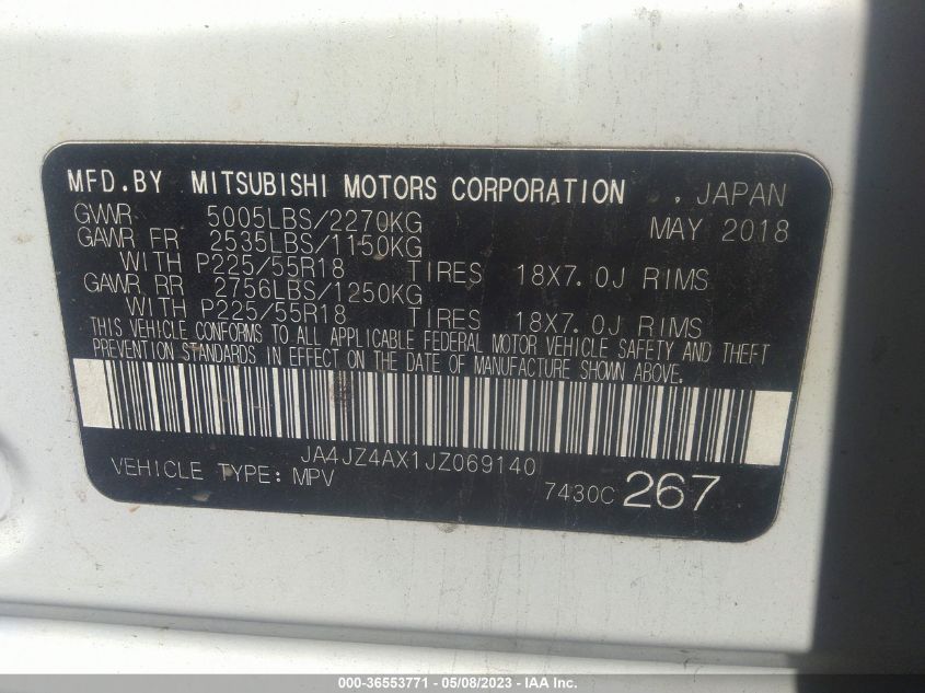 2018 MITSUBISHI OUTLANDER GT - JA4JZ4AX1JZ069140