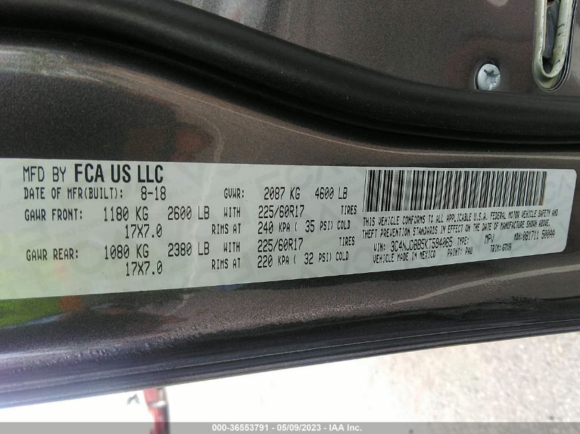 2019 JEEP COMPASS LATITUDE - 3C4NJDBB5KT594065