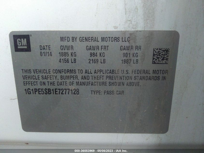 2014 CHEVROLET CRUZE 2LT - 1G1PE5SB1E7277128