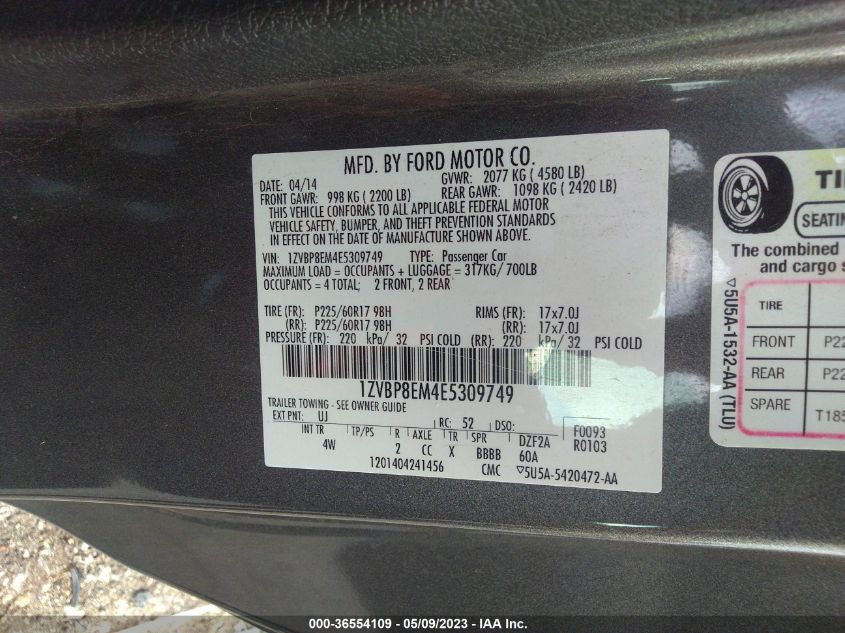 2014 FORD MUSTANG V6 - 1ZVBP8EM4E5309749