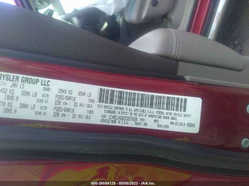 2013 DODGE DURANGO SXT - 1C4RDJAG6DC657628