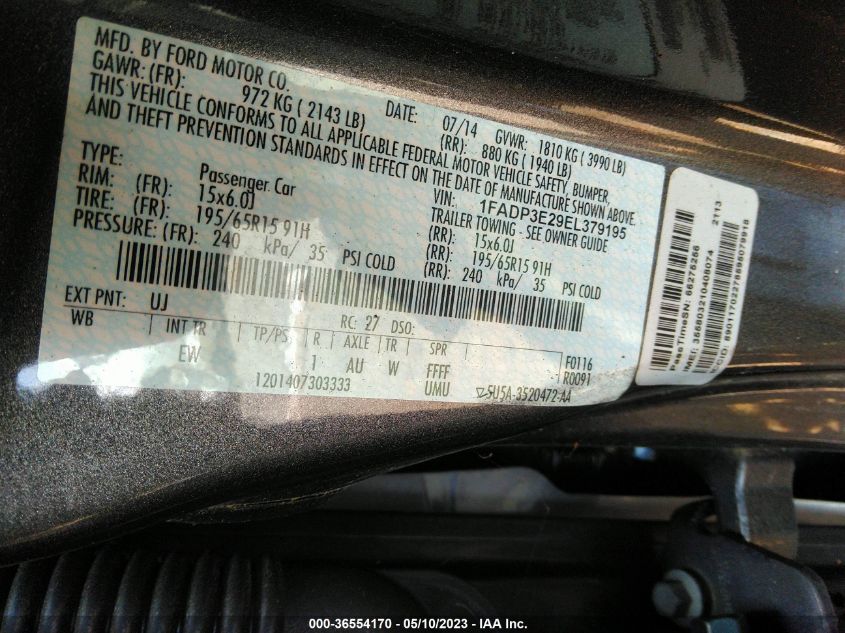 2014 FORD FOCUS S - 1FADP3E29EL379195