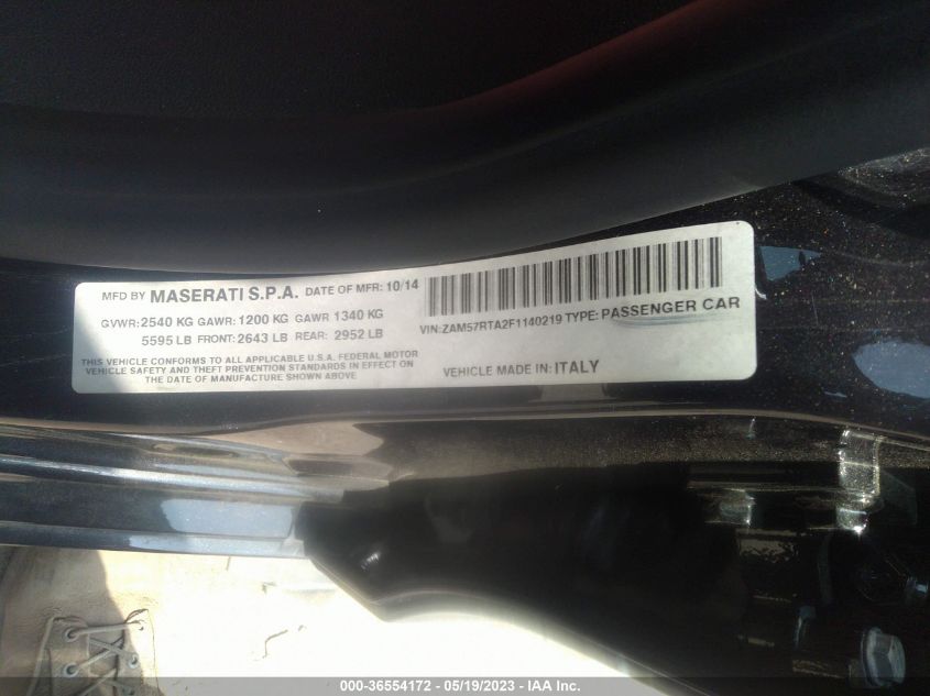 2015 MASERATI GHIBLI S Q4 ZAM57RTA2F1140219