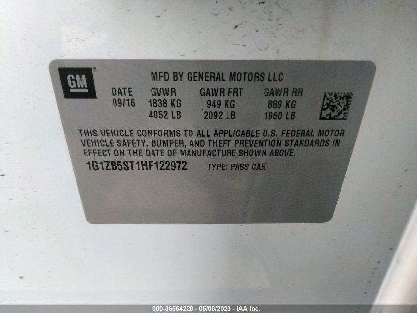 2017 CHEVROLET MALIBU LS - 1G1ZB5ST1HF122972