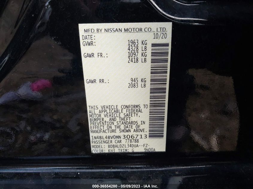 2021 NISSAN ALTIMA 2.5 S - 1N4BL4BV0MN306713