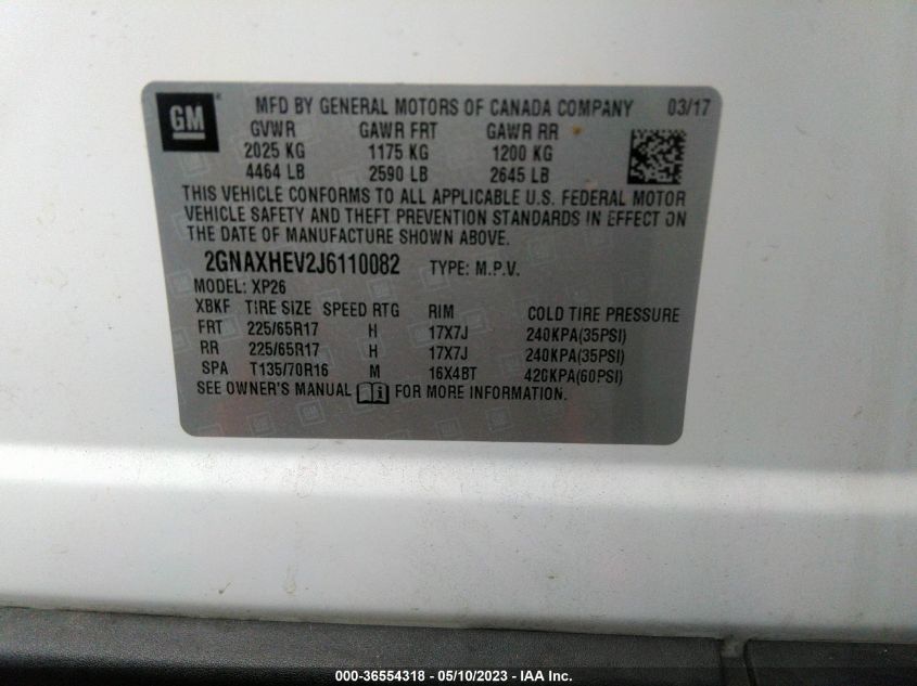 2018 CHEVROLET EQUINOX LS - 2GNAXHEV2J6110082