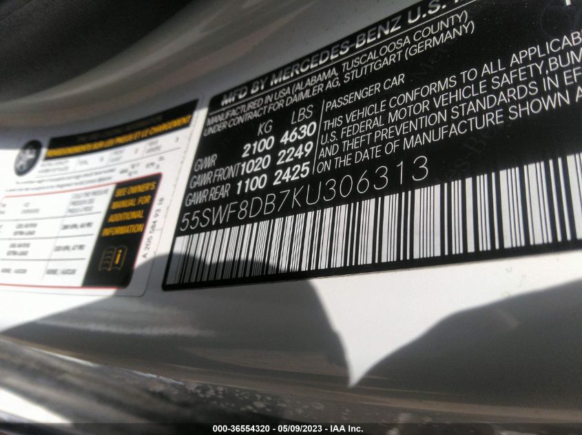 2019 MERCEDES-BENZ C-CLASS C 300 - 55SWF8DB7KU306313