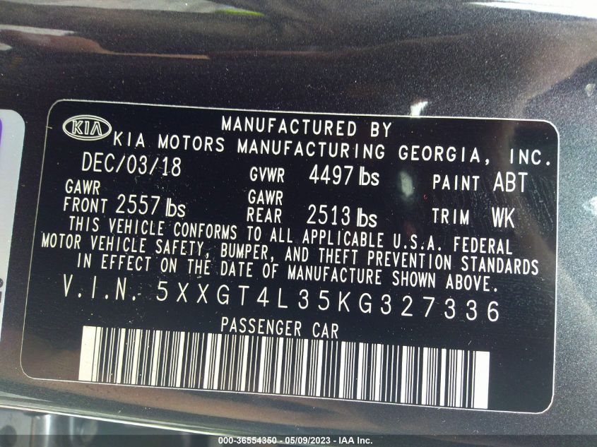 2019 KIA OPTIMA S - 5XXGT4L35KG327336
